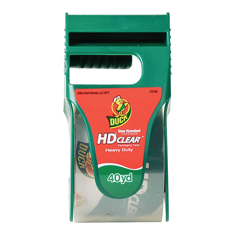 Duck® HD Clear™ Heavy-Duty Packaging Tape, With Dispenser, 1.88" x 40 Yd., Clear