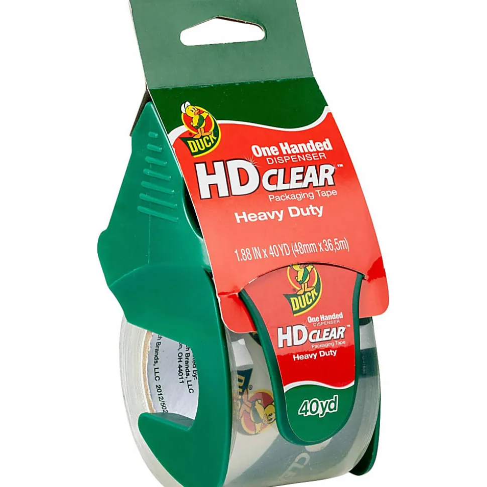 Duck® HD Clear™ Heavy-Duty Packaging Tape, With Dispenser, 1.88" x 40 Yd., Clear
