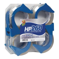 Duck® HP260™ Packaging Tape, In Dispenser, 2" x 60 Yd., Clear, Pack Of 4