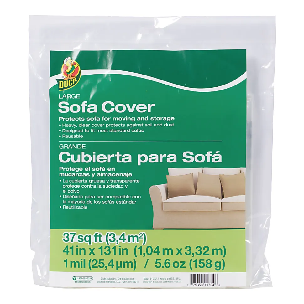 Duck® Large Sofa Cover, 41" x 131", Clear