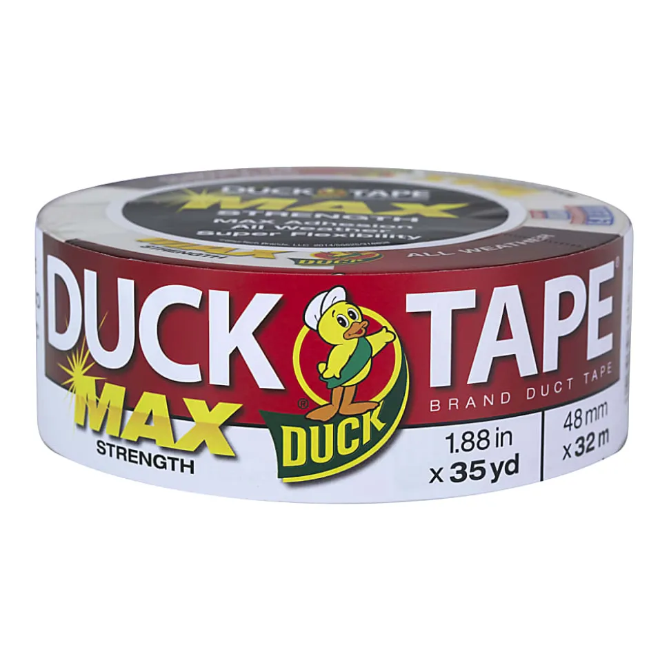Duck MAX Strength Tape - White - 35 yd Length x 1.88" Width - White - Natural Rubber - Polyethylene Backing - For Indoor, Outdoor - 1 Roll