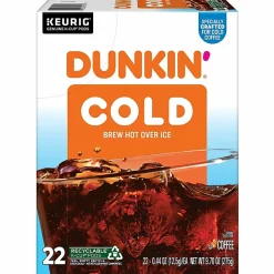 Dunkin' Brew K-Cup, Pod Over Ice, Keurig Single Serve K-Cup Pods, 22 Count - Smooth - K-Cup, Pod - Roasted, Arabica - Kosher - 22 / Pack