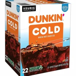 Dunkin' Brew K-Cup, Pod Over Ice, Keurig Single Serve K-Cup Pods, 22 Count - Smooth - K-Cup, Pod - Roasted, Arabica - Kosher - 22 / Pack