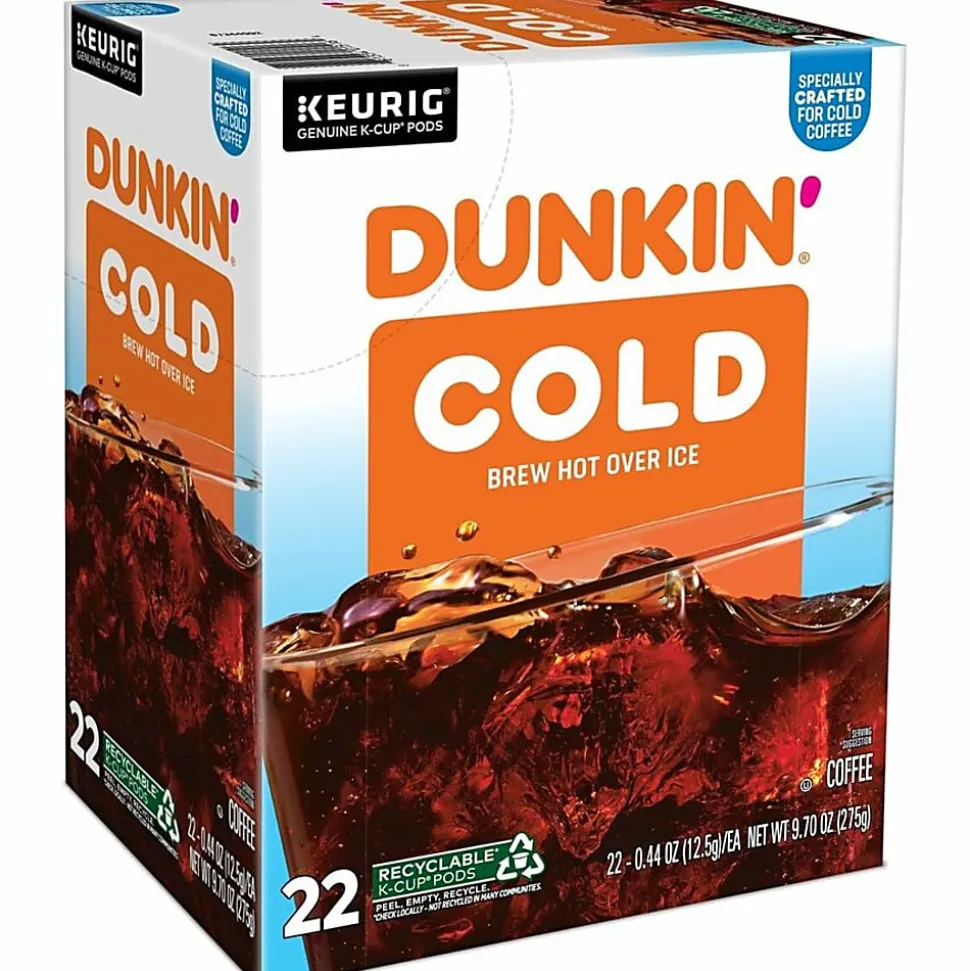 Dunkin' Brew K-Cup, Pod Over Ice, Keurig Single Serve K-Cup Pods, 22 Count - Smooth - K-Cup, Pod - Roasted, Arabica - Kosher - 22 / Pack