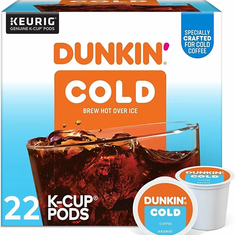 Dunkin' Brew K-Cup, Pod Over Ice, Keurig Single Serve K-Cup Pods, 22 Count - Smooth - K-Cup, Pod - Roasted, Arabica - Kosher - 22 / Pack