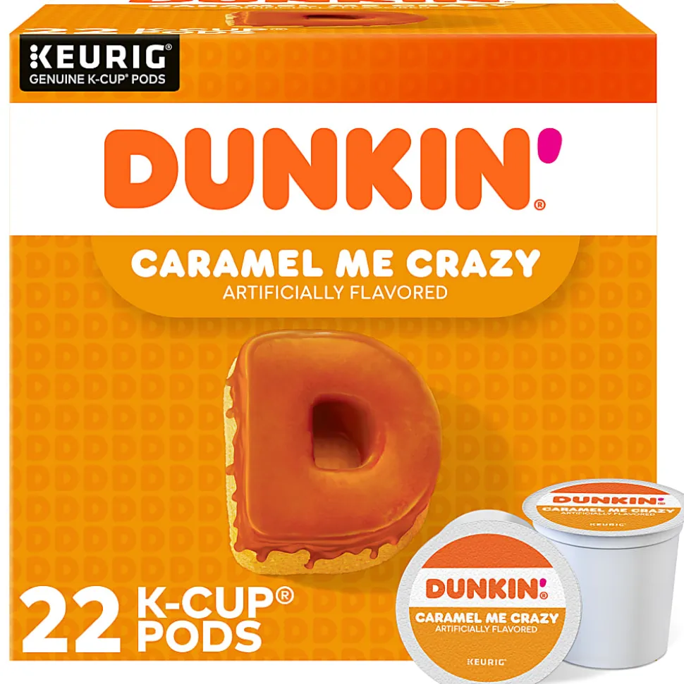 Dunkin' Donuts Coffee K-Cup® Pods, Caramel Me Crazy, Medium Roast, Box Of 22 Pods