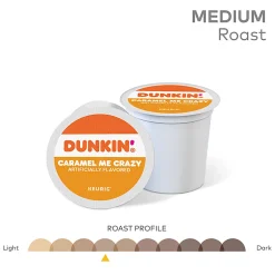 Dunkin' Donuts Coffee K-Cup® Pods, Caramel Me Crazy, Medium Roast, Box Of 22 Pods