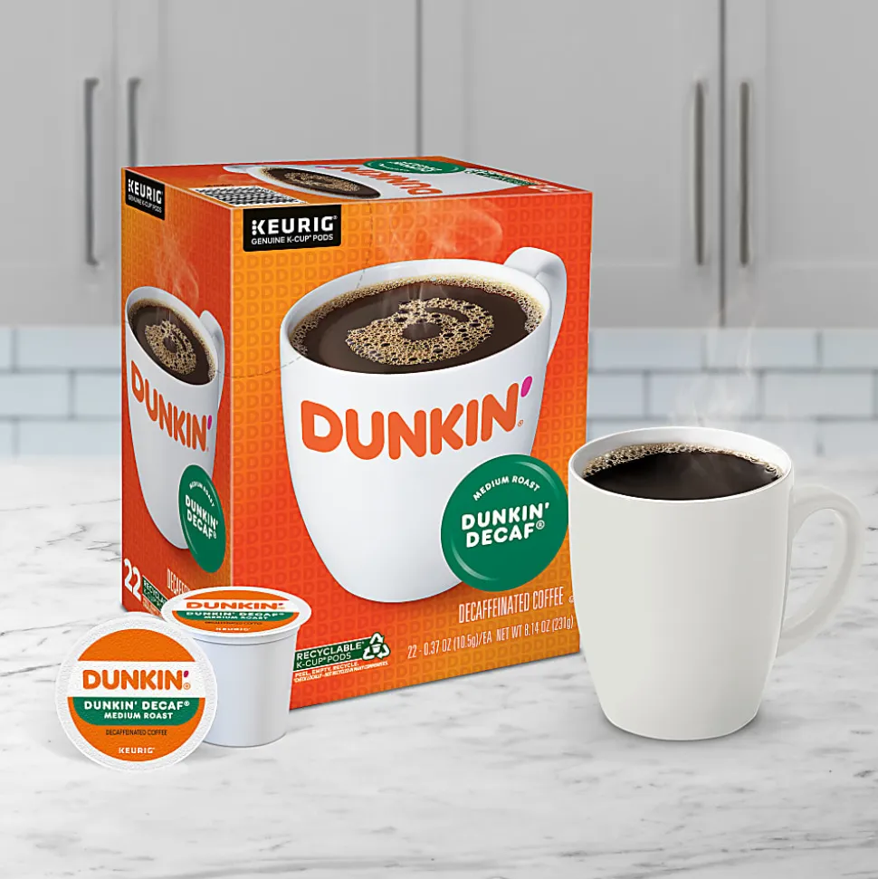 Dunkin' Donuts Decaf Keurig Single-Serve K-Cup Pods, Medium Roast, 22 Pods Per Pack, Case Of 4 Packs