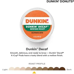 Dunkin' Donuts Decaf Keurig® Single-Serve K-Cup® Pods, Medium Roast, Box of 44 K-Cup® Pods