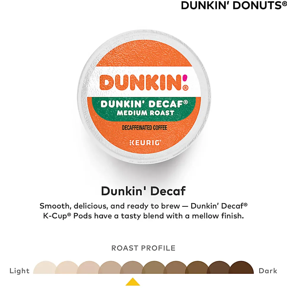 Dunkin' Donuts Decaf Keurig® Single-Serve K-Cup® Pods, Medium Roast, Box of 44 K-Cup® Pods
