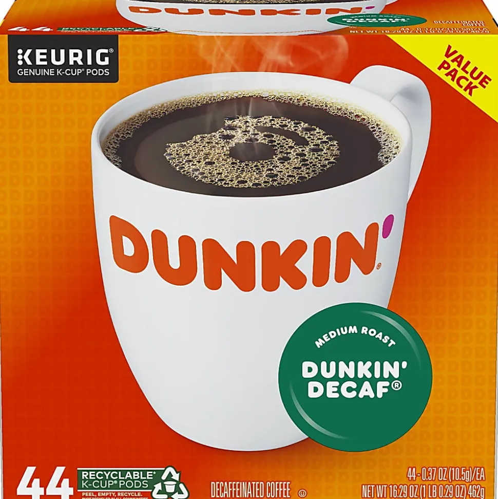 Dunkin' Donuts Decaf Keurig® Single-Serve K-Cup® Pods, Medium Roast, Box of 44 K-Cup® Pods