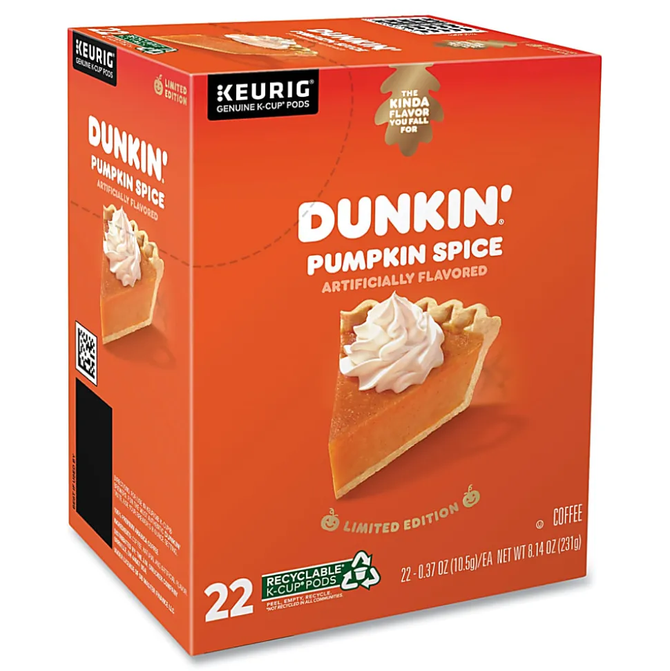 Dunkin' Donuts Dunkin Donuts K Cup Pods, Pumpkin Spice, Box Of 22 Pods