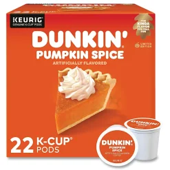 Dunkin' Donuts Dunkin Donuts K Cup Pods, Pumpkin Spice, Box Of 22 Pods