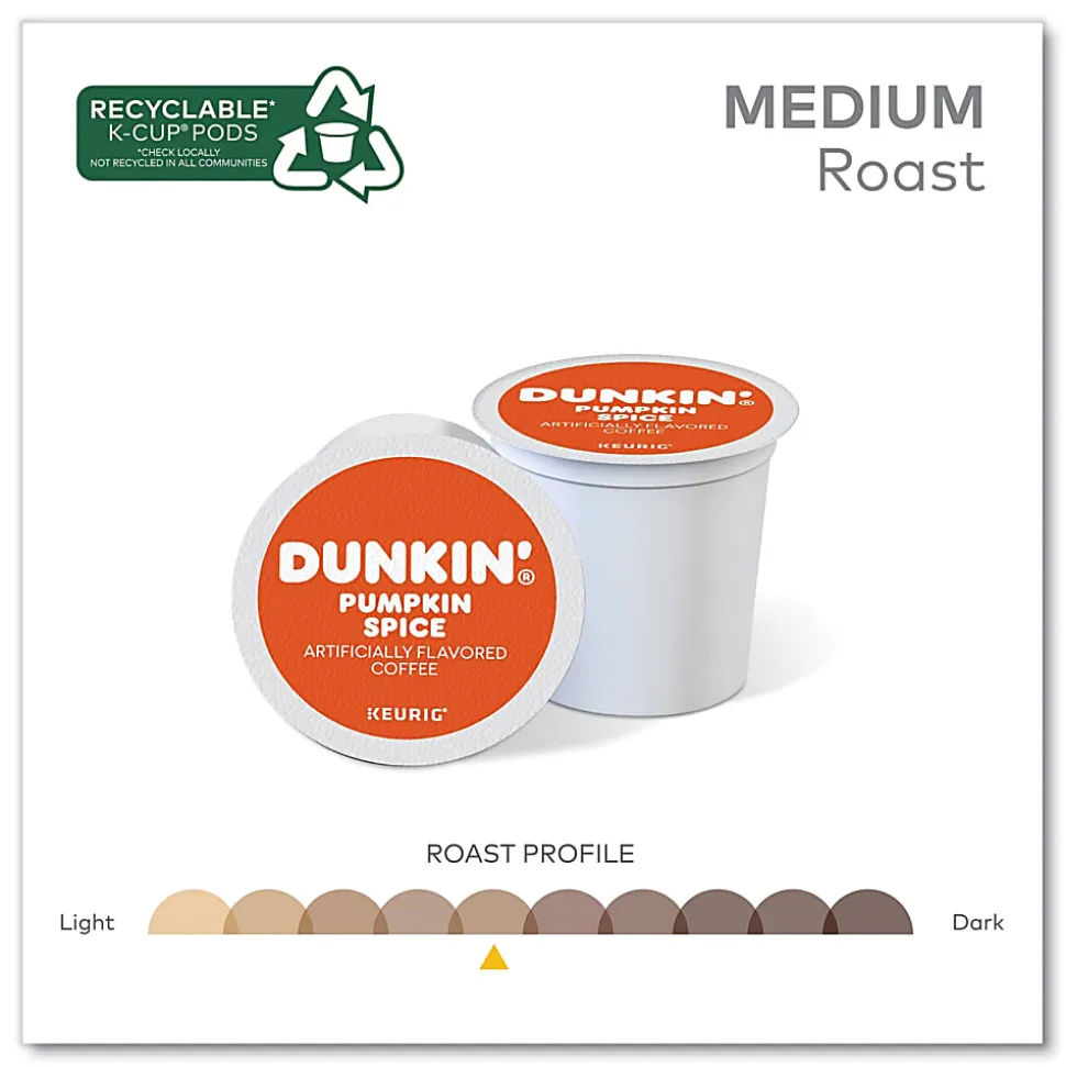 Dunkin' Donuts Dunkin Donuts K Cup Pods, Pumpkin Spice, Box Of 22 Pods