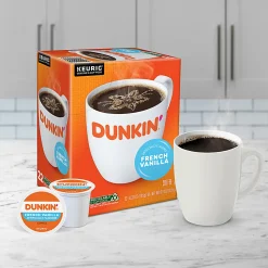 Dunkin' Donuts French Vanilla Keurig Single Serve K-Cup Pods, Light Roast, 22 Pods Per Pack, Case Of 4 Packs