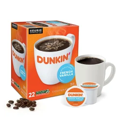 Dunkin' Donuts French Vanilla Keurig Single Serve K-Cup Pods, Light Roast, 22 Pods Per Pack, Case Of 4 Packs