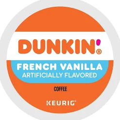 Dunkin' Donuts French Vanilla Keurig Single Serve K-Cup Pods, Light Roast, 22 Pods Per Pack, Case Of 4 Packs