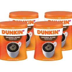 Dunkin' Donuts Original Blend Ground Canister Coffee, Medium Roast, Case Of 4, 30 Oz Per Canister