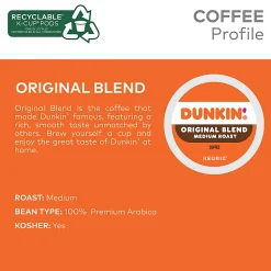 Dunkin' Donuts Single-Serve Coffee K-Cup®, Original Blend, Carton Of 44