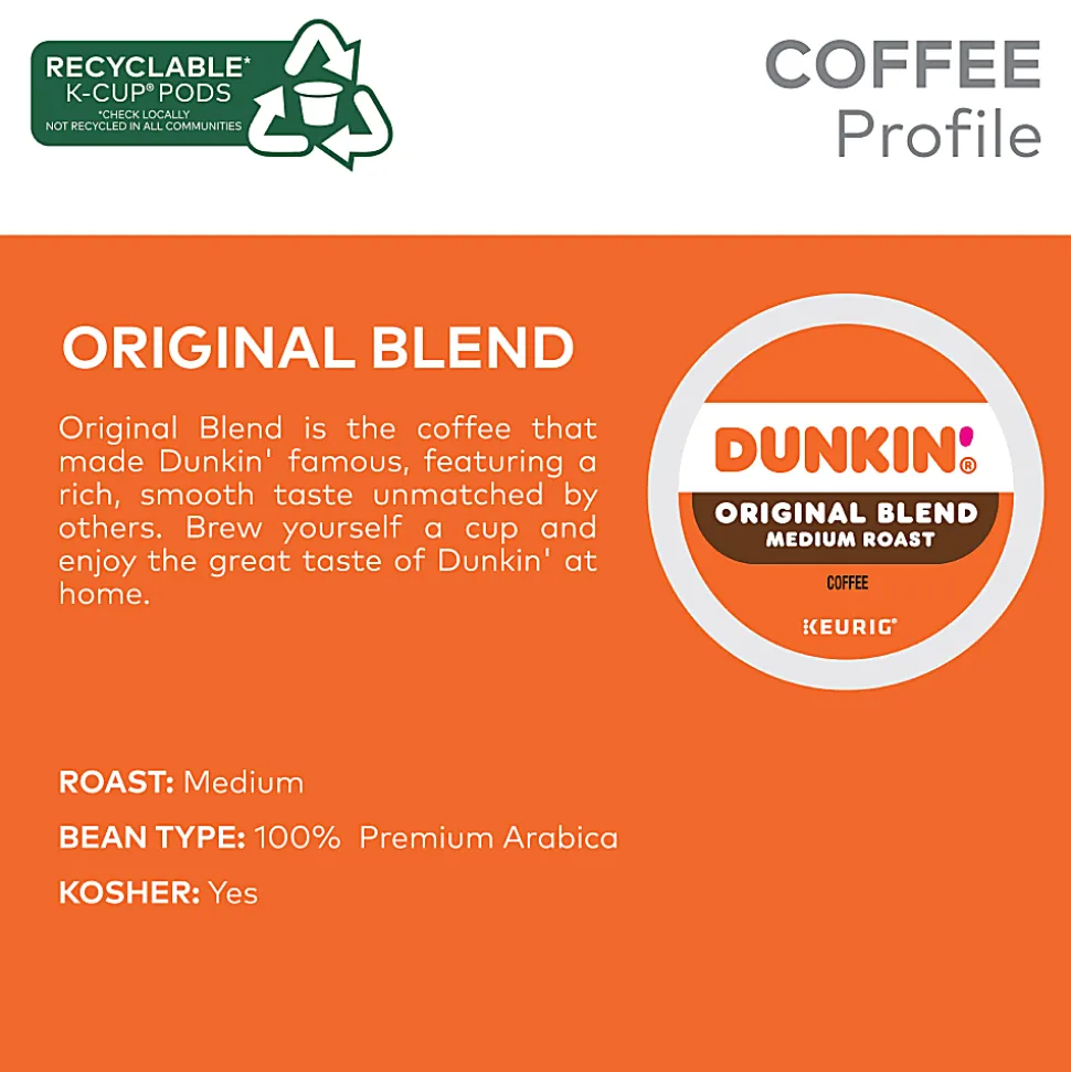 Dunkin' Donuts Single-Serve Coffee K-Cup®, Original Blend, Carton Of 44