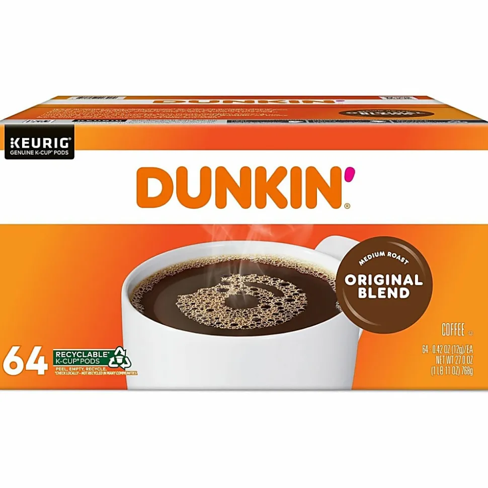 Dunkin' Donuts Single-Serve Coffee K-Cup® Pods, Original Blend, Medium Roast, Carton Of 64 Pods
