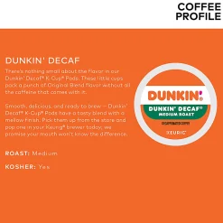 Dunkin' Donuts Single-Serve Coffee K-Cup®, Decaffeinated, Carton Of 22