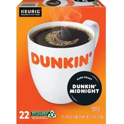 Dunkin' Single-Serve Coffee K-Cup®, Dark Roast, Carton of 4 Boxes of 22