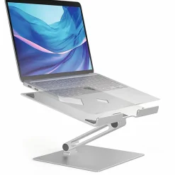 DURABLE RISE Laptop Stand, Up to 17" Screen Support, 12.60"H x 9.06"W x 11.02"D, Desktop, Tabletop, Aluminum, Silver