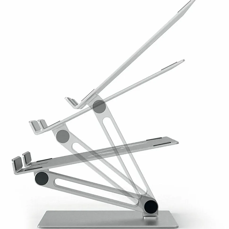 DURABLE RISE Laptop Stand, Up to 17" Screen Support, 12.60"H x 9.06"W x 11.02"D, Desktop, Tabletop, Aluminum, Silver