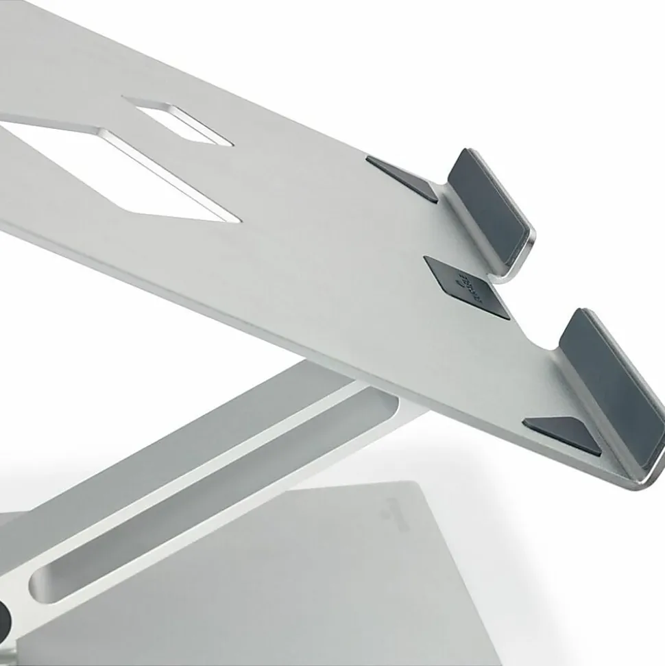 DURABLE RISE Laptop Stand, Up to 17" Screen Support, 12.60"H x 9.06"W x 11.02"D, Desktop, Tabletop, Aluminum, Silver