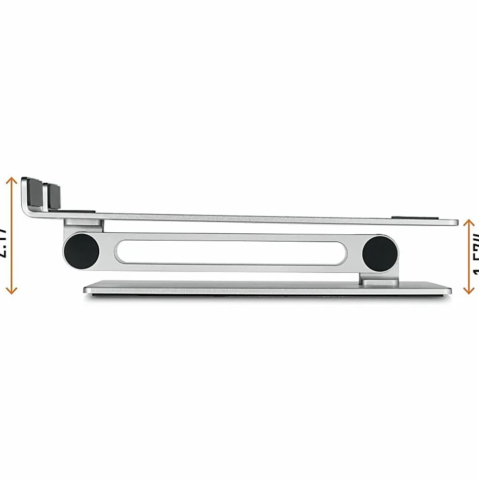 DURABLE RISE Laptop Stand, Up to 17" Screen Support, 12.60"H x 9.06"W x 11.02"D, Desktop, Tabletop, Aluminum, Silver