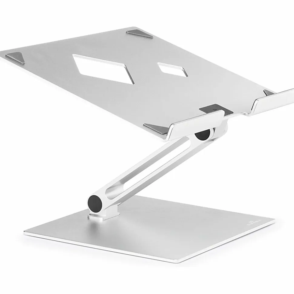 DURABLE RISE Laptop Stand, Up to 17" Screen Support, 12.60"H x 9.06"W x 11.02"D, Desktop, Tabletop, Aluminum, Silver