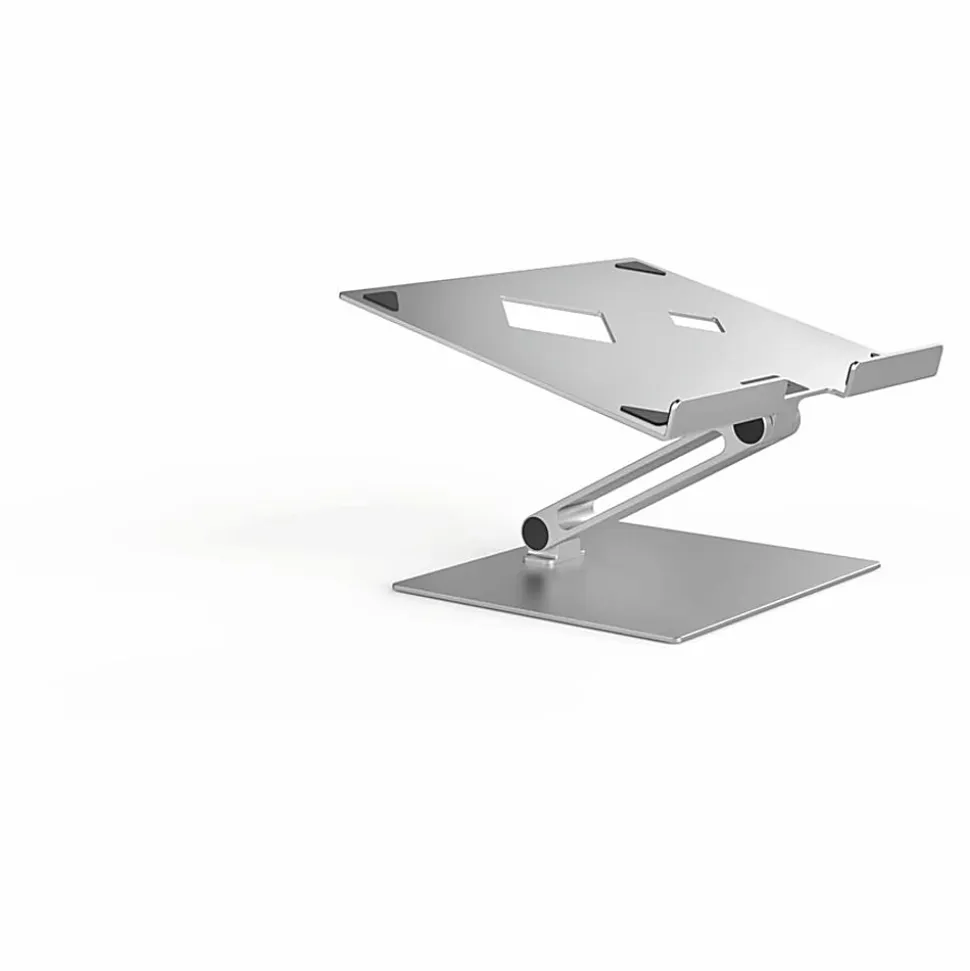 DURABLE RISE Laptop Stand, Up to 17" Screen Support, 12.60"H x 9.06"W x 11.02"D, Desktop, Tabletop, Aluminum, Silver