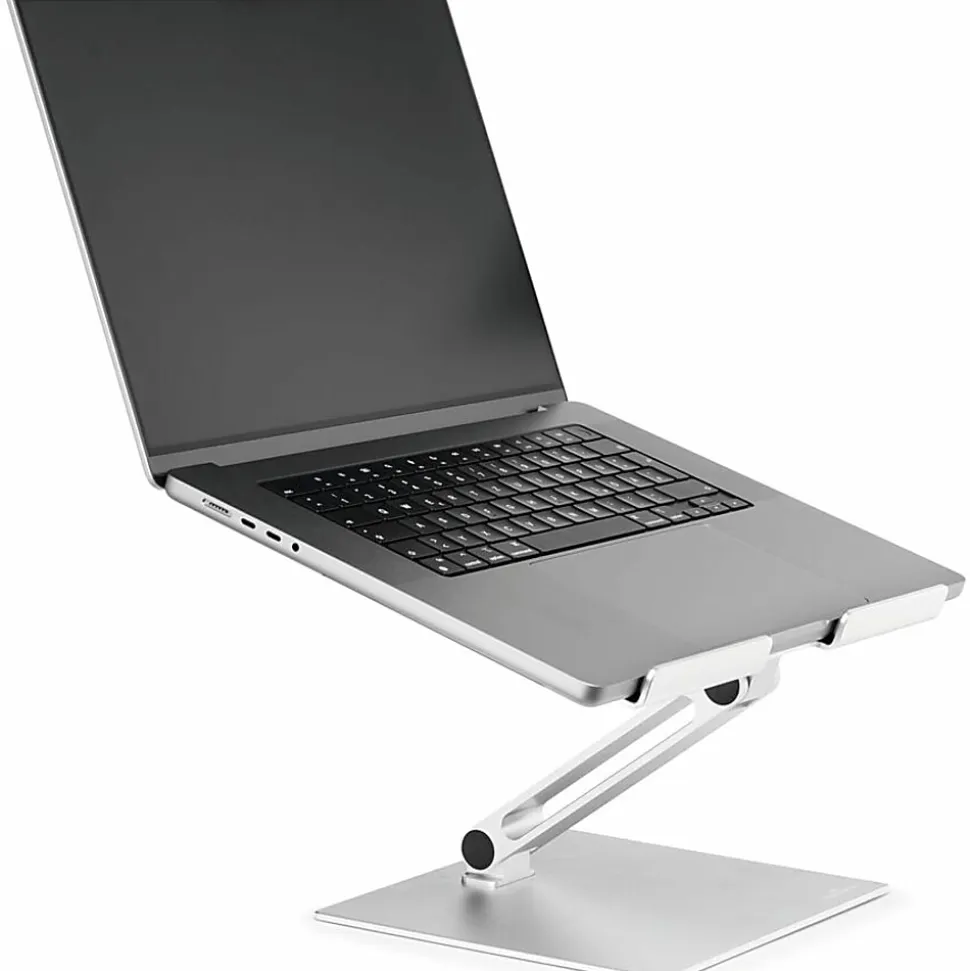 DURABLE RISE Laptop Stand, Up to 17" Screen Support, 12.60"H x 9.06"W x 11.02"D, Desktop, Tabletop, Aluminum, Silver