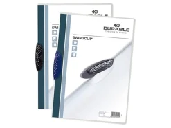 DURABLE SWINGCLIP - Clip file - for 10.98 in x 8.5 in - capacity: 30 sheets - clear with dark blue clip (pack of 25)