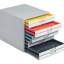 DURABLE VARICOLOR MIX 10 Drawer Desktop Storage Box, White/Multicolor - 10 Drawer(s) - 11