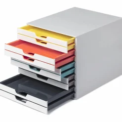 DURABLE VARICOLOR MIX 10 Drawer Desktop Storage Box, White/Multicolor - 10 Drawer(s) - 11