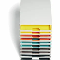 DURABLE VARICOLOR MIX 10 Drawer Desktop Storage Box, White/Multicolor - 10 Drawer(s) - 11
