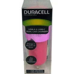 Duracell® Dual Car Charger, Pink, LE2322
