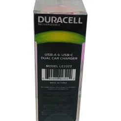 Duracell® Dual Car Charger, Pink, LE2322