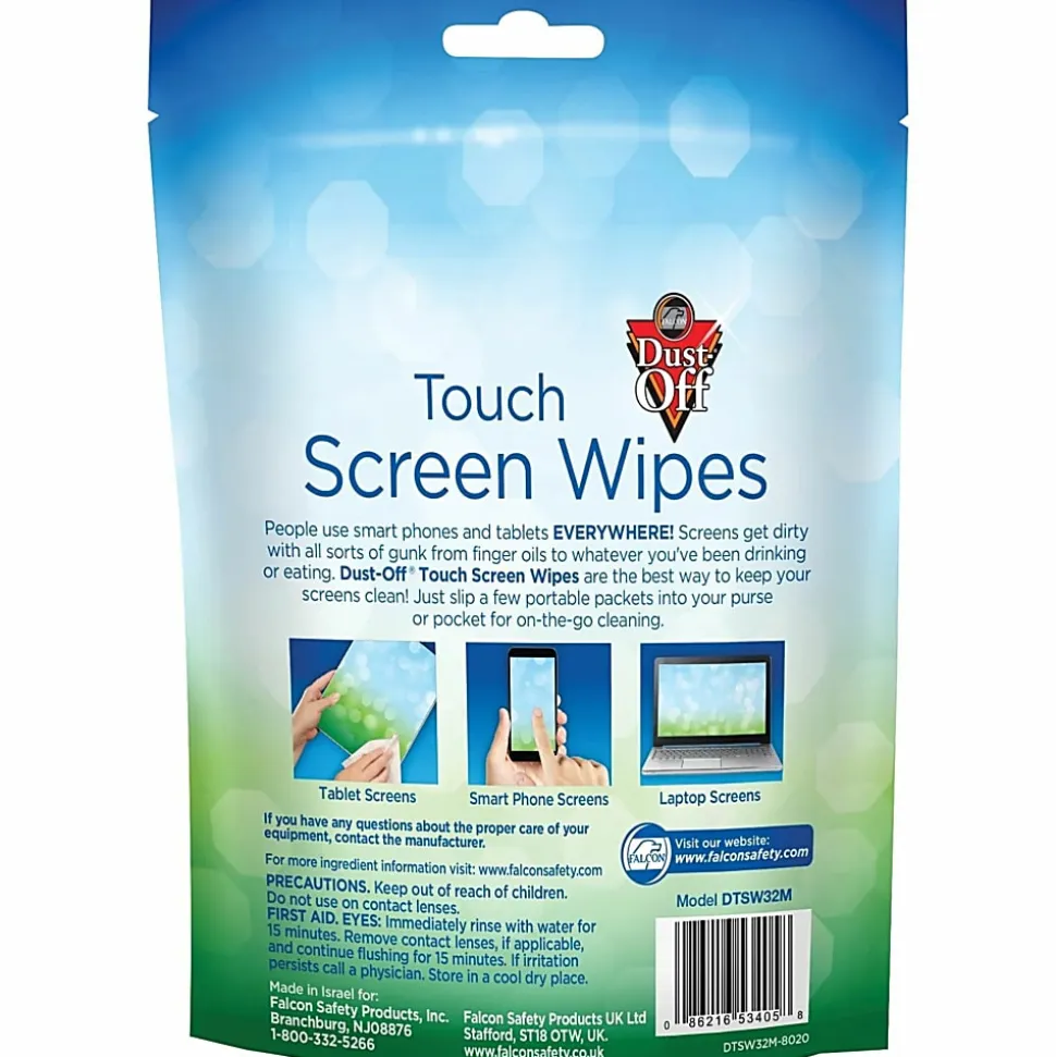 Dust-Off Electronics Screen Wipes - DTSW32 - For Multipurpose - BluePouch - 32/Pack