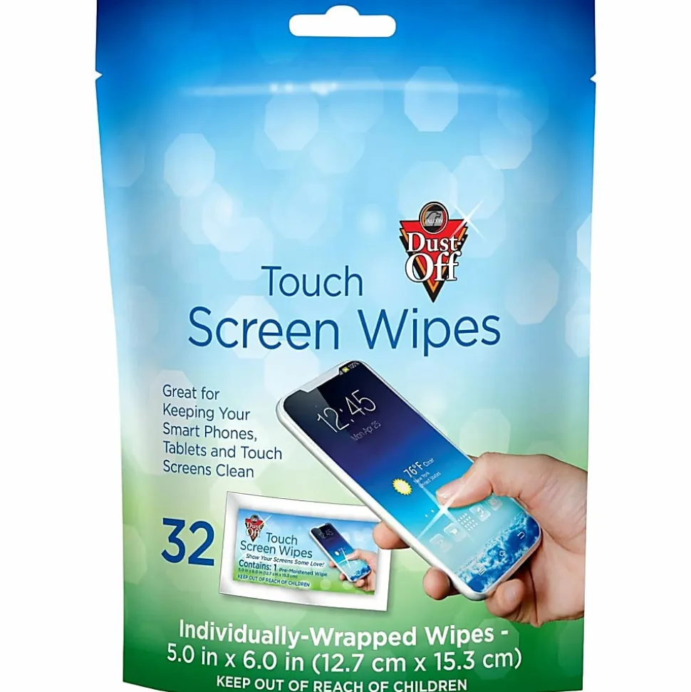 Dust-Off Electronics Screen Wipes - DTSW32 - For Multipurpose - BluePouch - 32/Pack