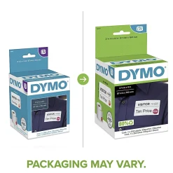 DYMO® Authentic LW Name Badge Labels with 12-Hour Expiration Notification Disks for LabelWriter™ Label Printers, White, 2-1/4