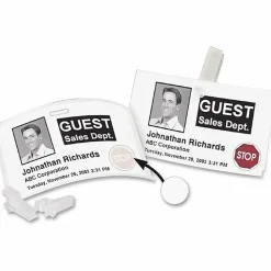 DYMO® Authentic LW Name Badge Labels with 12-Hour Expiration Notification Disks for LabelWriter™ Label Printers, White, 2-1/4
