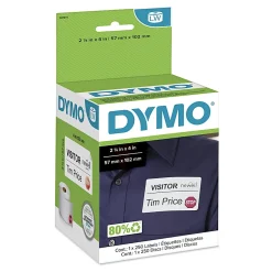 DYMO® Authentic LW Name Badge Labels with 12-Hour Expiration Notification Disks for LabelWriter™ Label Printers, White, 2-1/4