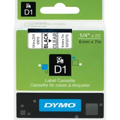 DYMO® D1 43610 Black-On-Clear Tape, 0.25