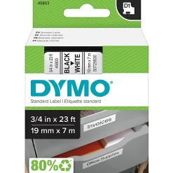 DYMO® D1 45803 Black-On-White Tape, 0.75" x 23'