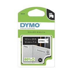 DYMO® D1 45013 Black-On-White Tape, 0.5