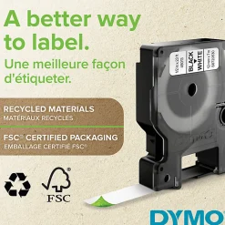 Dymo D1 High-Performance Flexible Nylon Fabric Tape For DYMO LabelManager Label Makers, 1/2” x 12’, Black Print on White