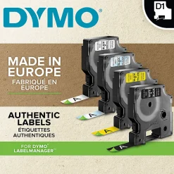 Dymo D1 High-Performance Flexible Nylon Fabric Tape For DYMO LabelManager Label Makers, 1/2” x 12’, Black Print on White